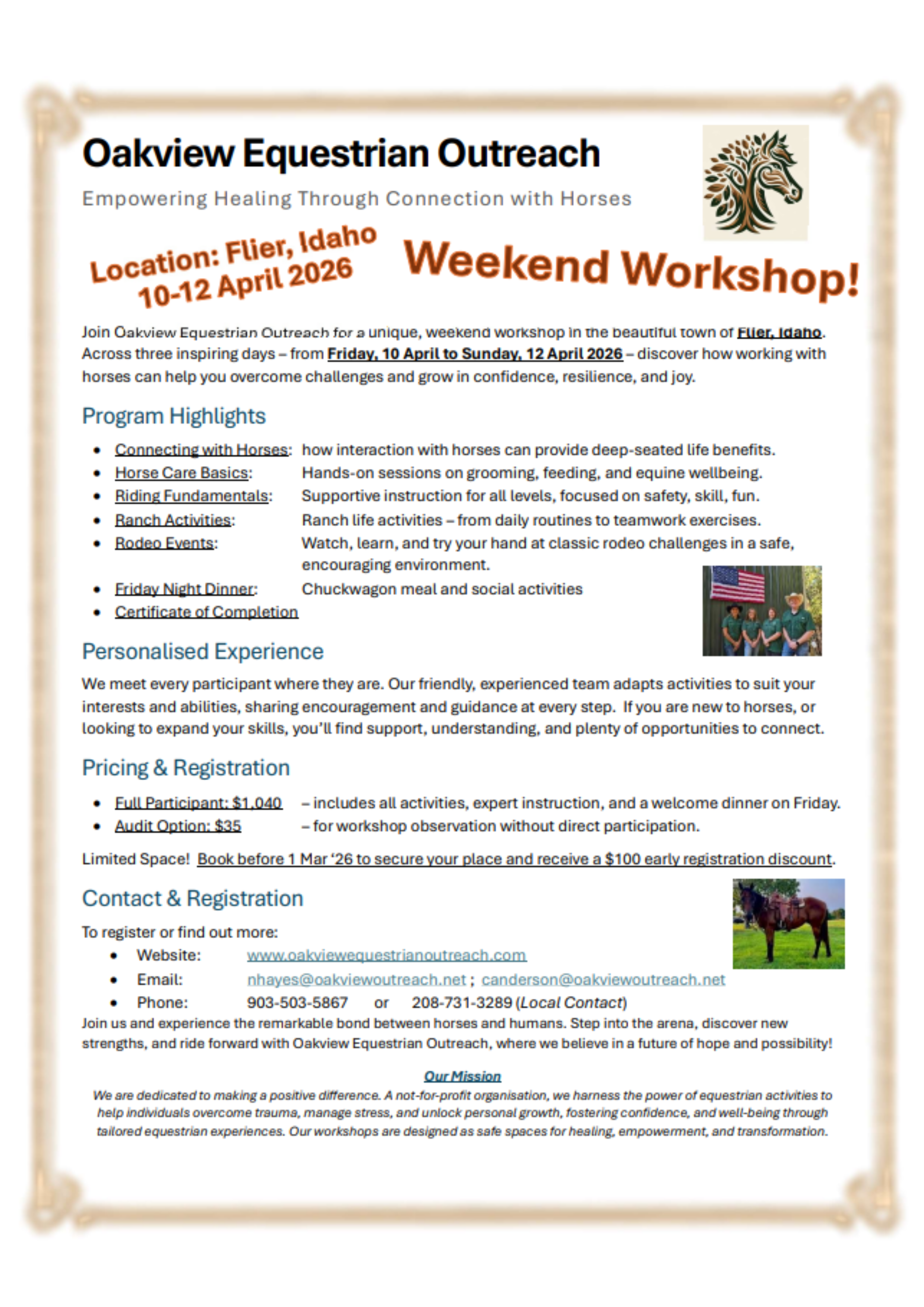 Weekend Workshop Flyer